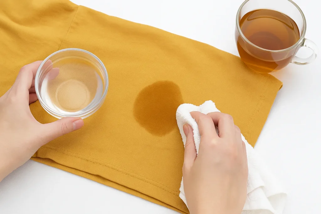 how to remove tea stains from coloured clothes
